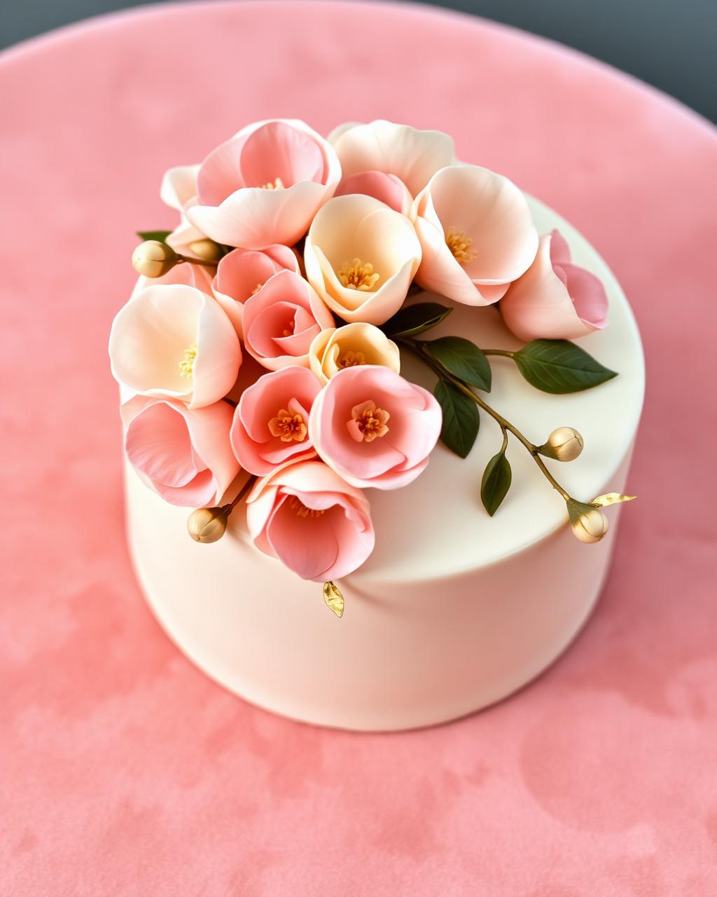 Pastel con flores de azúcar