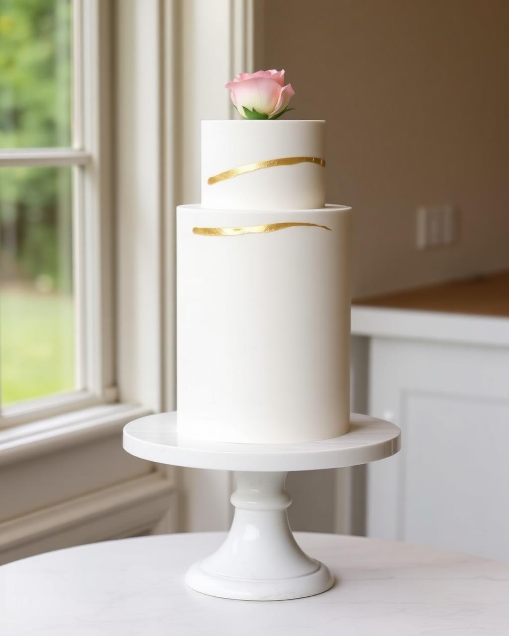 Pastel minimalista con trazo de oro