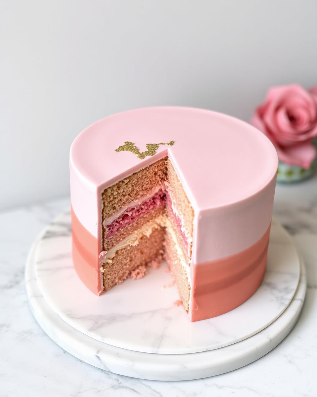 Pastel rosa con interior visible
