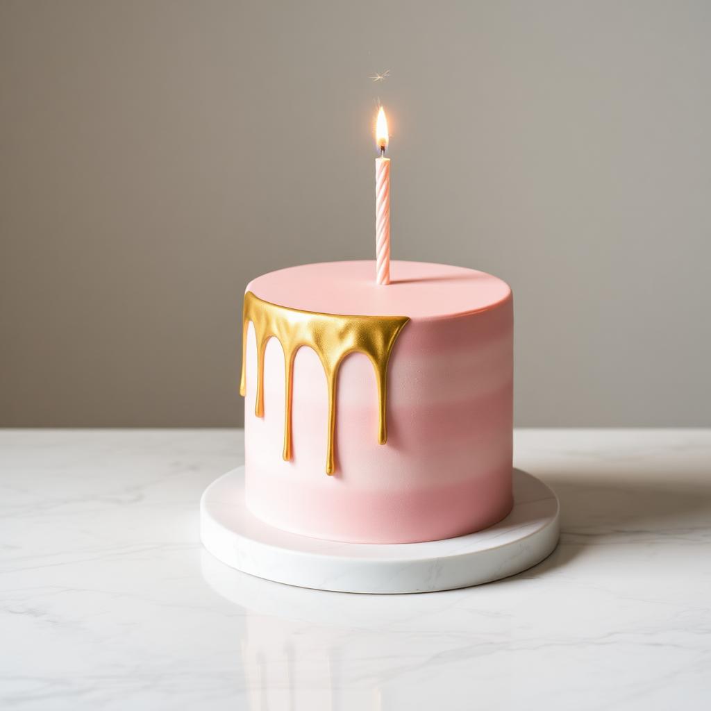 Pastel minimalista rosa con drip dorado