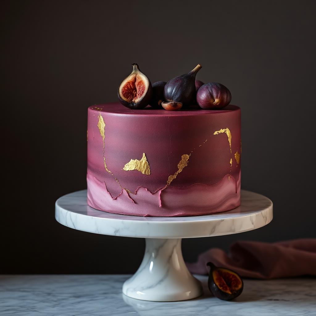 Pastel sofisticado con higos y oro