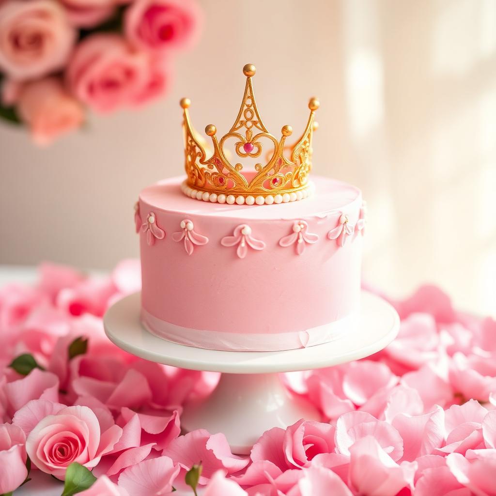 Pastel de princesa rosa con corona