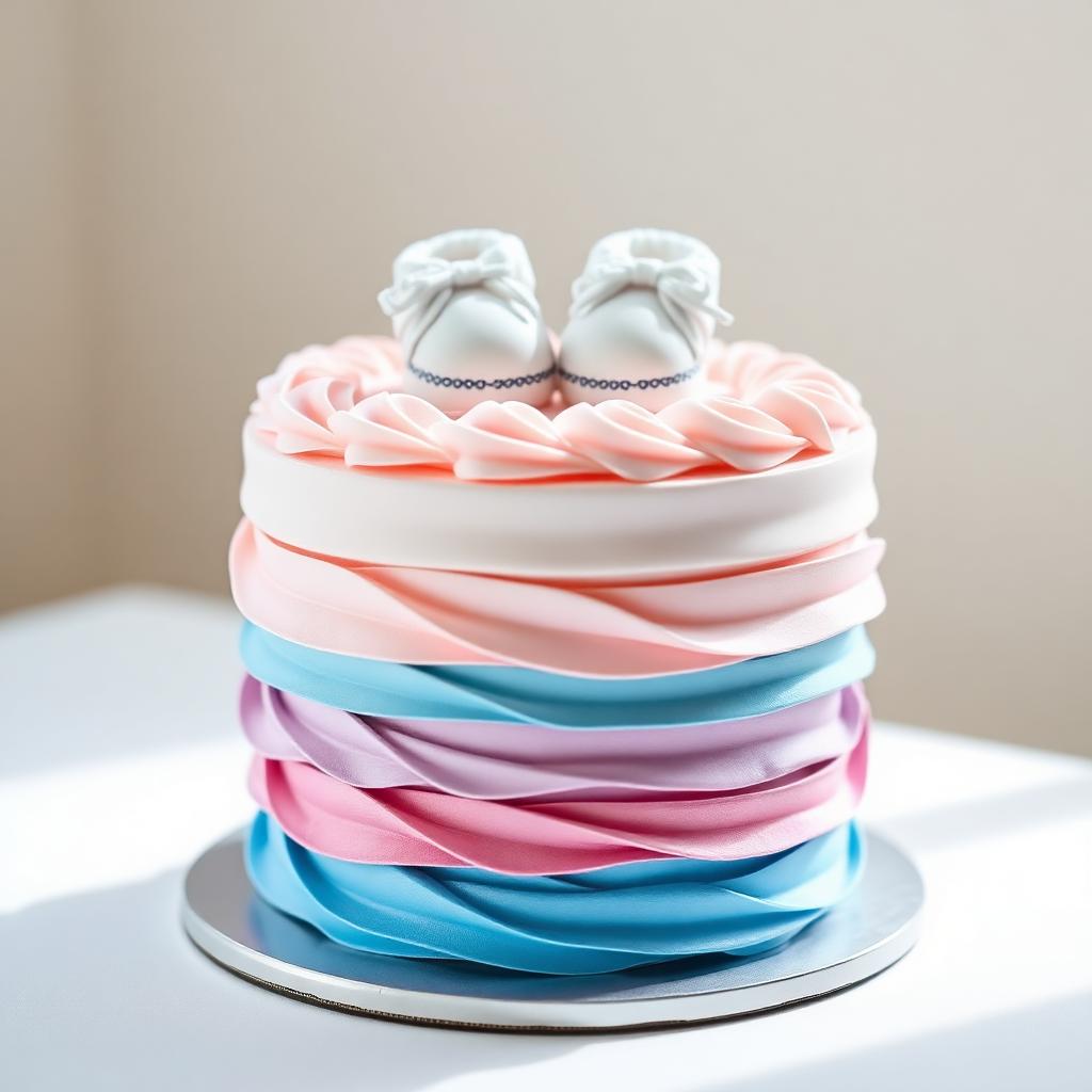 Pastel ombré pastel con zapatitos